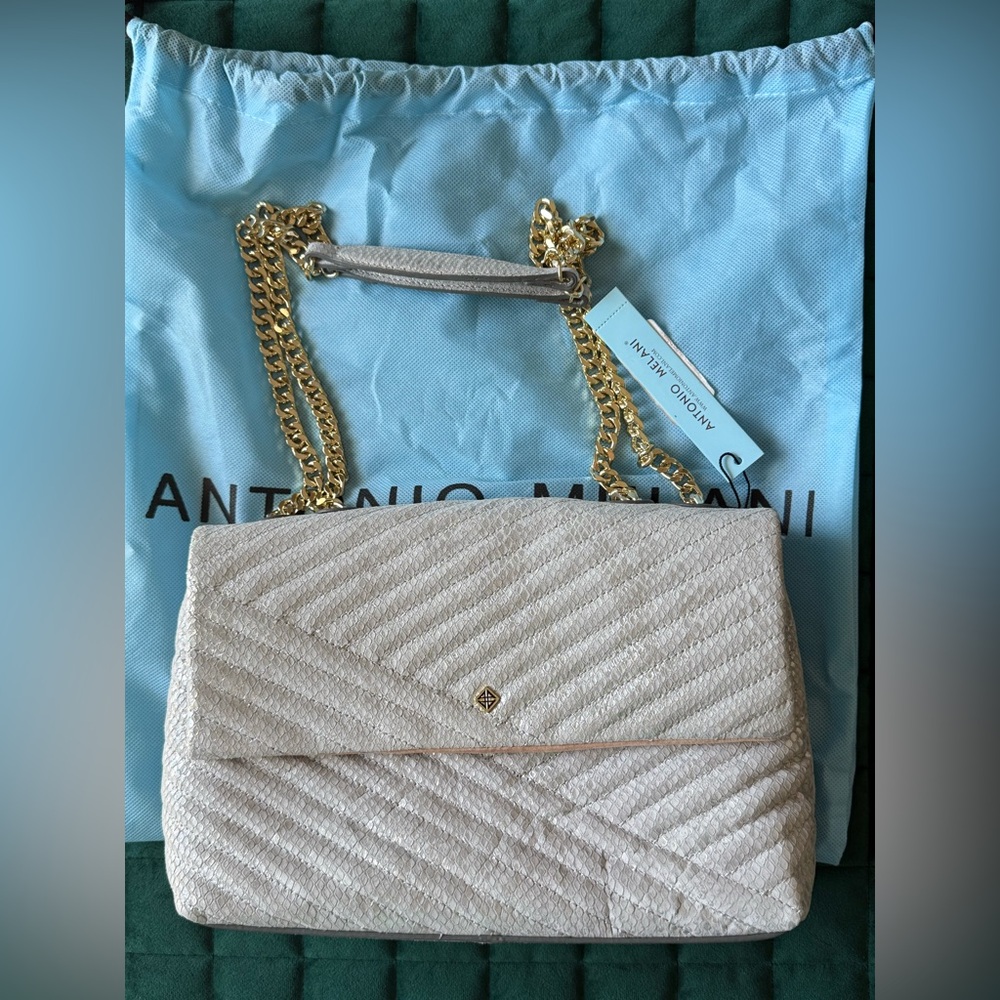 Antonio Melani metallic leather gray bag. NWT!